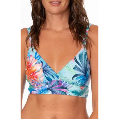 Jantzen Sophia Surplice Longline Bikini Top In Blue