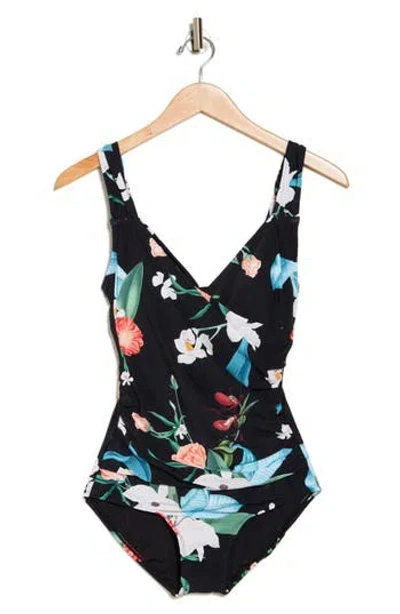 Jantzen Surplice Mio One-piece Swimsuit In Black