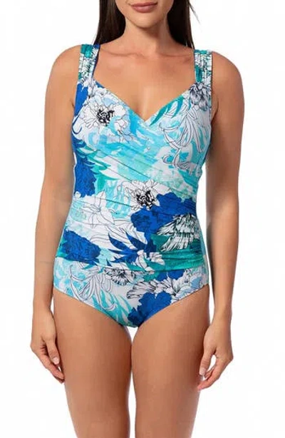 Jantzen Surplice Mio One-piece Swimsuit In Blue