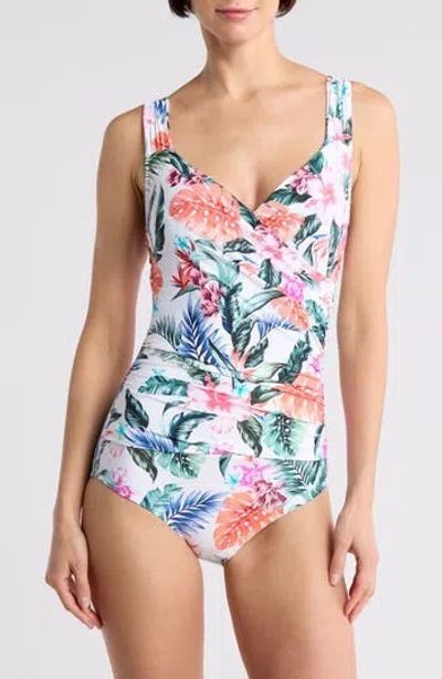 Jantzen Surplice One Piece Swimsuit In Multi