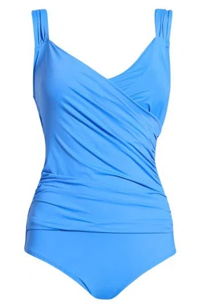 Jantzen Surplice One-piece Swimsuit In Blue