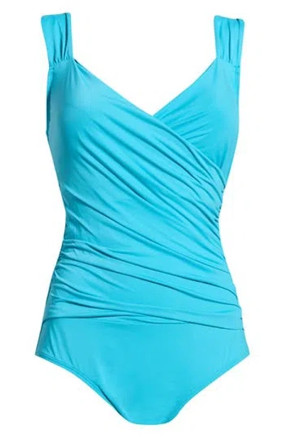 Jantzen Surplice One-piece Swimsuit In Blue