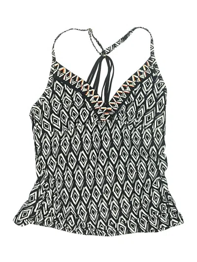 Pre-owned Jantzen Swimsuit Top Black Print Pattern Swimwear