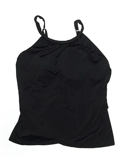 Pre-owned Jantzen Swimsuit Top Black Solid Pattern High Neck Swimwear