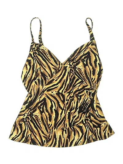 Pre-owned Jantzen Swimsuit Top Gold Animal Print Pattern Swimwear