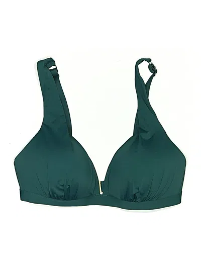 Pre-owned Jantzen Swimsuit Top Green Solid Pattern Swimwear