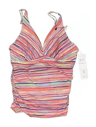 Jantzen Swimsuit Top Pink Stripes Pattern Swimwear In Multi