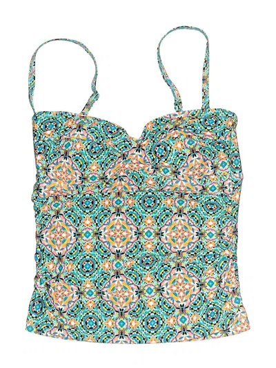 Pre-owned Jantzen Swimsuit Top Teal Paisley Pattern Swimwear