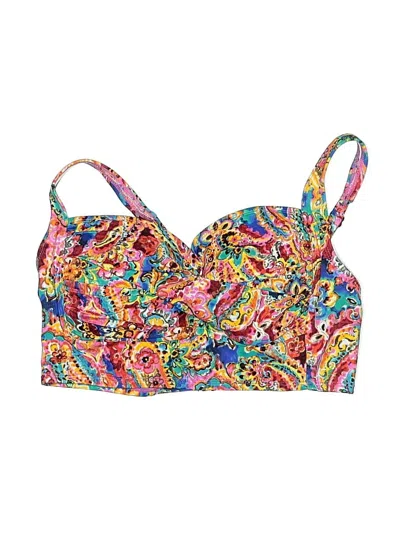 Pre-owned Jantzen Swimsuit Top Yellow Paisley Pattern Swimwear