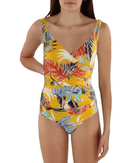Jantzen Womens Printed Surplice One-piece Swimsuit In Multi