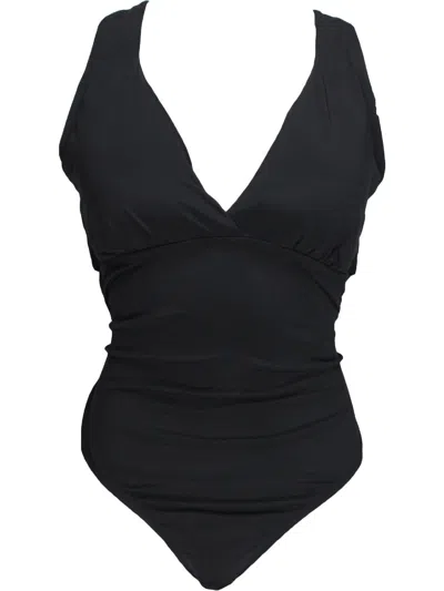 Jantzen Womens Solid High Waist One-piece Swimsuit In Black