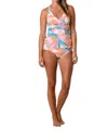 Jantzen Wrap X-back Tankini Bikini Swim Top In Palms In Multi