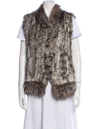 Pre-owned Janucci Knitted Rex Rabbit With Raccoon Trim Fur Vest In Multi