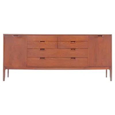 Pre-owned Janus Collection Mount Airy Janus Mid Century Walnut 14 Drawer Lowboy Dresser Credenza Beautiful In Brown