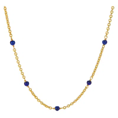 Janus Edinburgh Women's Ba Blue Lapis Beaded Gold Vermeil Silver Short Chain Necklace