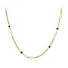 Janus Edinburgh Women's Black / White / Gold Heh Bead Freshwater Pearl Black Onyx Gold Vermeil Silver Chain Necklace In Multi