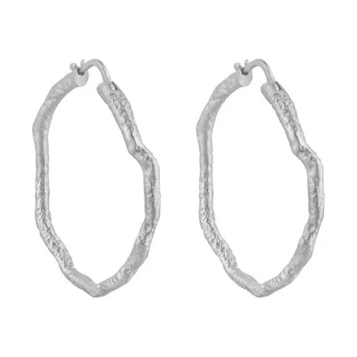 Janus Edinburgh Women's Cairn Gorm Sterling Silver Hoop Hammered Earrings