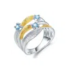 Janus Edinburgh Women's Clatto Blue Topaz Wavy Sterling Silver Ring Band In Silver