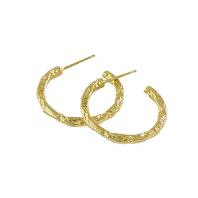 Janus Edinburgh Women's Gold Plated Sterling Silver Textured Aso Hoop Earrings