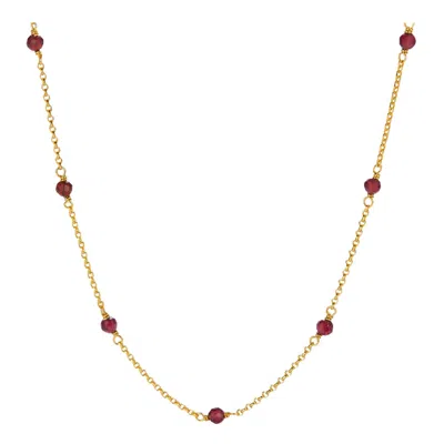 Janus Edinburgh Women's Gold / Red Hathor Gold Vermeil Silver Red Garnet Short Choker Necklace
