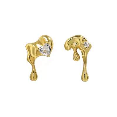 JANUS EDINBURGH WOMEN'S GOLD VERMEIL MEALT DRIPPING WATER LIQUID STUD EARRINGS