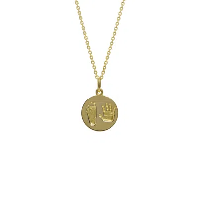 Janus Edinburgh Women's Gold Vermeil New Mother New Born Baby Hand Foot Print Medallion Necklace
