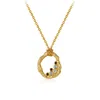 Janus Edinburgh Women's Gold Vermeil Organic Styled Oval Texuture Red Garnet Sistrum Necklace In Gold