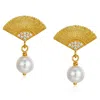 Janus Edinburgh Women's Gold Vermeil Ouroboros Fan Earrings With Freshwater Pearls In Gold