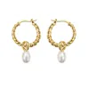 Janus Edinburgh Women's Gold Vermeil Pearl Cycles Of Hope Huggie Hoop Detachable Earrings In Gold