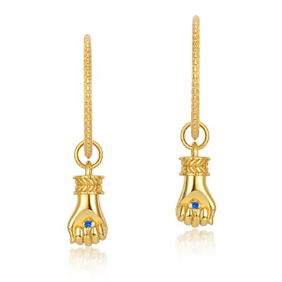 Janus Edinburgh Women's Gold Vermeil Silver Amenta Hand Fist Detachable Hoop Earrings