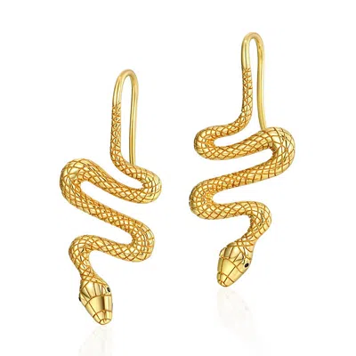 Janus Edinburgh Women's Gold Vermeil Sterling Silver Nehebkau Sinuous Snake Drop Earrings