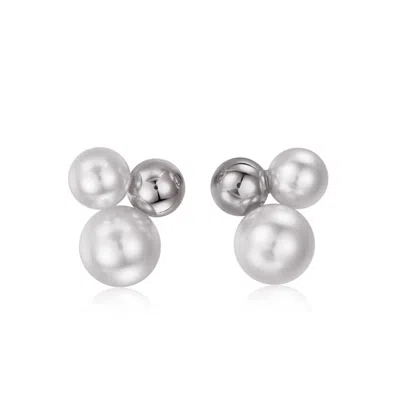 Janus Edinburgh Women's Jemet Trio Freshwater Pearls Sterling Silver Earrings In White