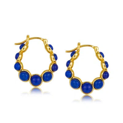 Janus Edinburgh Women's Nile Blue Lapis Gold Vermeil Large Hoop Earrings