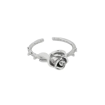 Janus Edinburgh Women's Perennial Rose Flower Thorn Sterling Silver Adjustable Ring