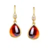Janus Edinburgh Women's Scarab Gold Vermeil Silver With Red Garnet Drop Earrings In Gold