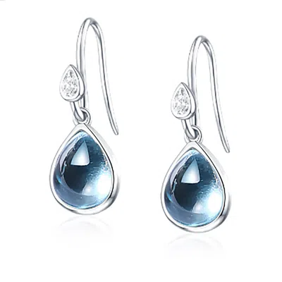Janus Edinburgh Women's Scarab Sterling Silver With Blue Topaz Drop Earrings