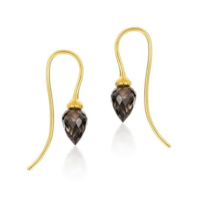 Janus Edinburgh Women's Sekhem Smoky Quartz Gold Vermeil Drop Earrings