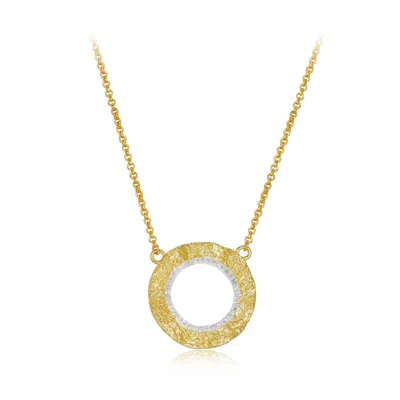Janus Edinburgh Women's Shen Gold Vermeil Mixed Tone Circle Textured Necklace