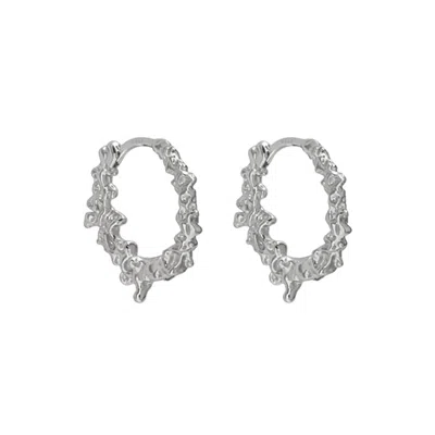 Janus Edinburgh Women's Silver Foyers Organic Drop Huggie Earrings