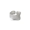 Janus Edinburgh Women's Silver Paria Achmelvich Brush Stroke Textured Chunky Open Ring