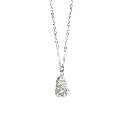 Janus Edinburgh Women's Stalaktos Textured Organic Teardrop Silver Necklace
