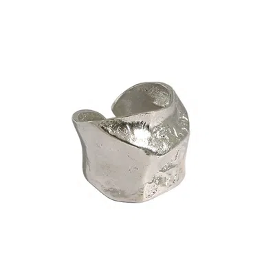 Janus Edinburgh Women's Sterling Silver Atlas Textured Organic Shaped Chunky Ring Adjustable In Metallic