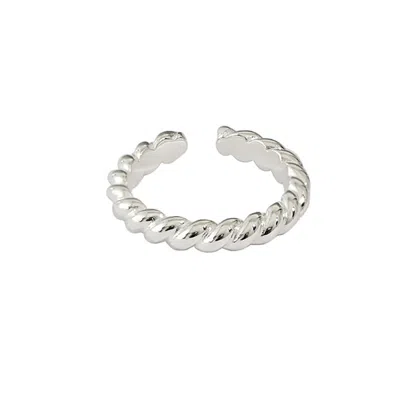 Janus Edinburgh Women's Sterling Silver Cycle Of Hope Twist Rope Ring Adjustable In Metallic