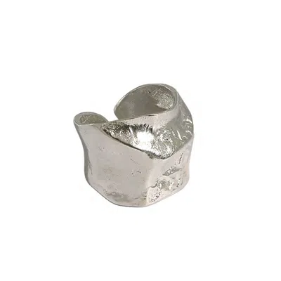 Janus Edinburgh Women's Sterling Silver Nevis Textured Organic Shaped Chunky Ring Adjustable