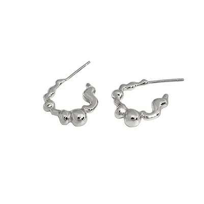 Janus Edinburgh Women's Sterling Silver Plodda Organic Form Bubble Hoop Earrings In Metallic