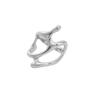 Janus Edinburgh Women's Sterling Silver Statement Fluidity Oich Ring Adjustable In Metallic