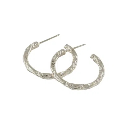 Janus Edinburgh Women's Sterling Silver Textured Aso Hoop Earrings In Metallic