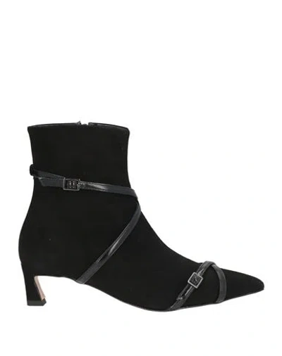 J.a.p. Jose Antonio Pereira J. A.p. Jose Antonio Pereira Woman Ankle Boots Black Size 7 Leather, Synthetic Material