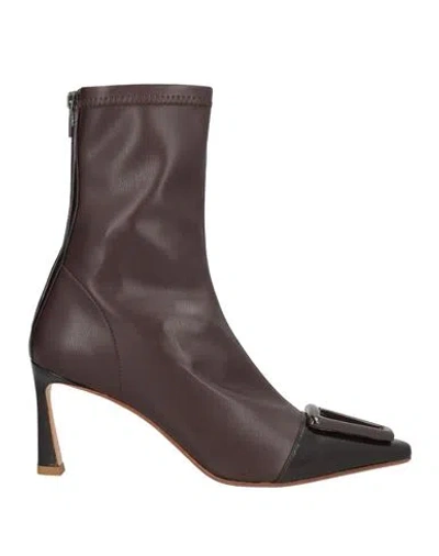 J.a.p. Jose Antonio Pereira J. A.p. Jose Antonio Pereira Woman Ankle Boots Dark Brown Size 10 Leather