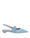 J.a.p. Jose Antonio Pereira J. A.p. Jose Antonio Pereira Woman Ballet Flats Azure Size 7 Leather In Blue